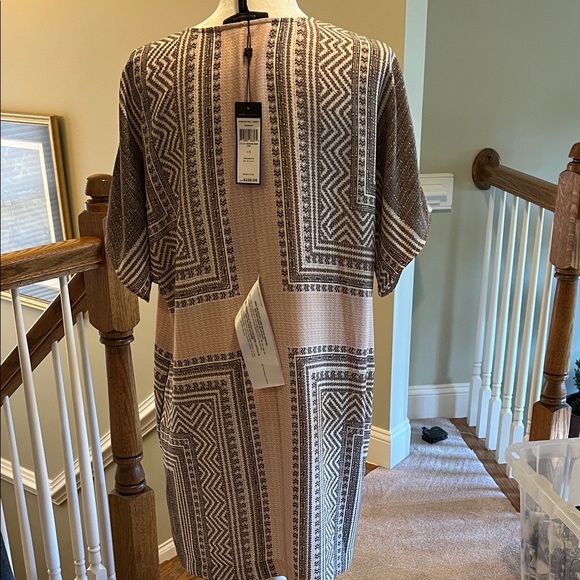 BCBGMaxAzria Harlan Geometric Midi Dress - Sesame Seed, NWT, Large - Picture 2 of 8